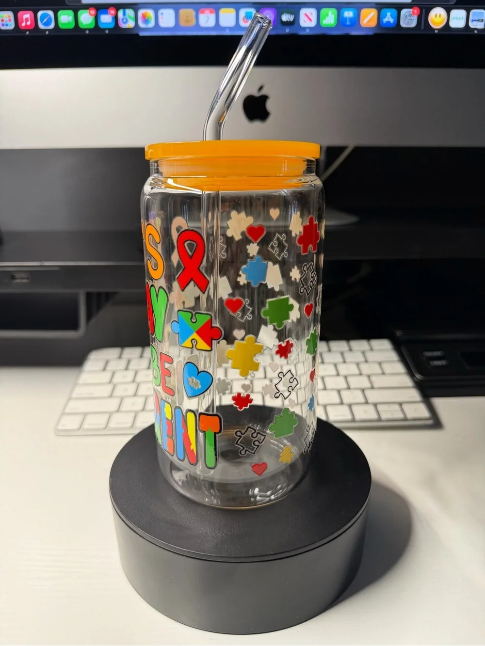 Bright Colorful 'It's Okay To Be Different' Glass Tumbler.